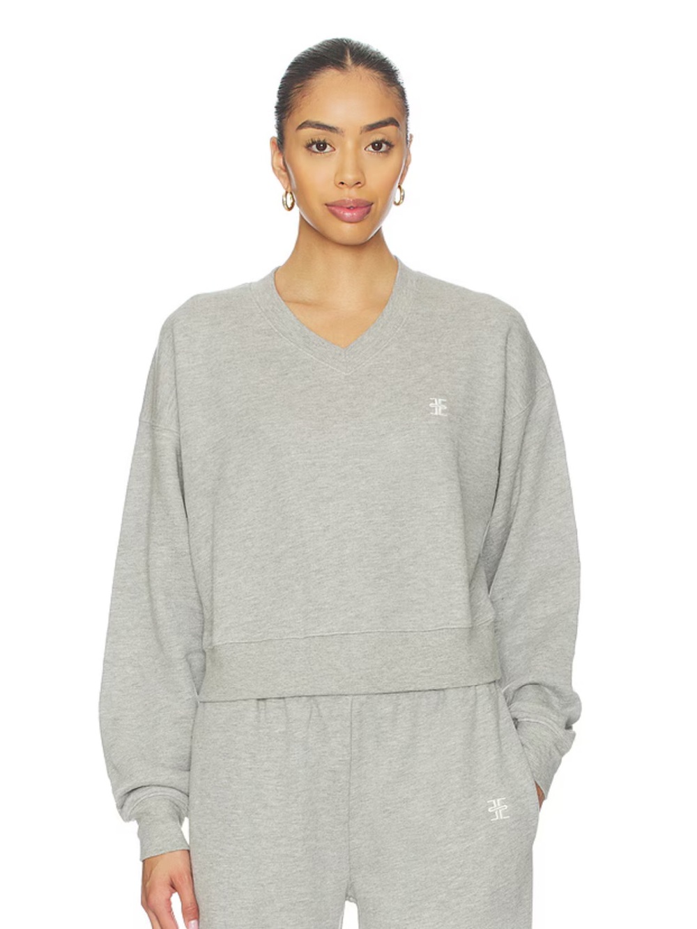 Eterne Light Gray V-Neck Womens Sweatshirt
